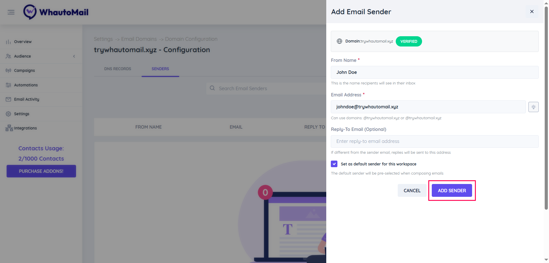 Fill Out Sender Form