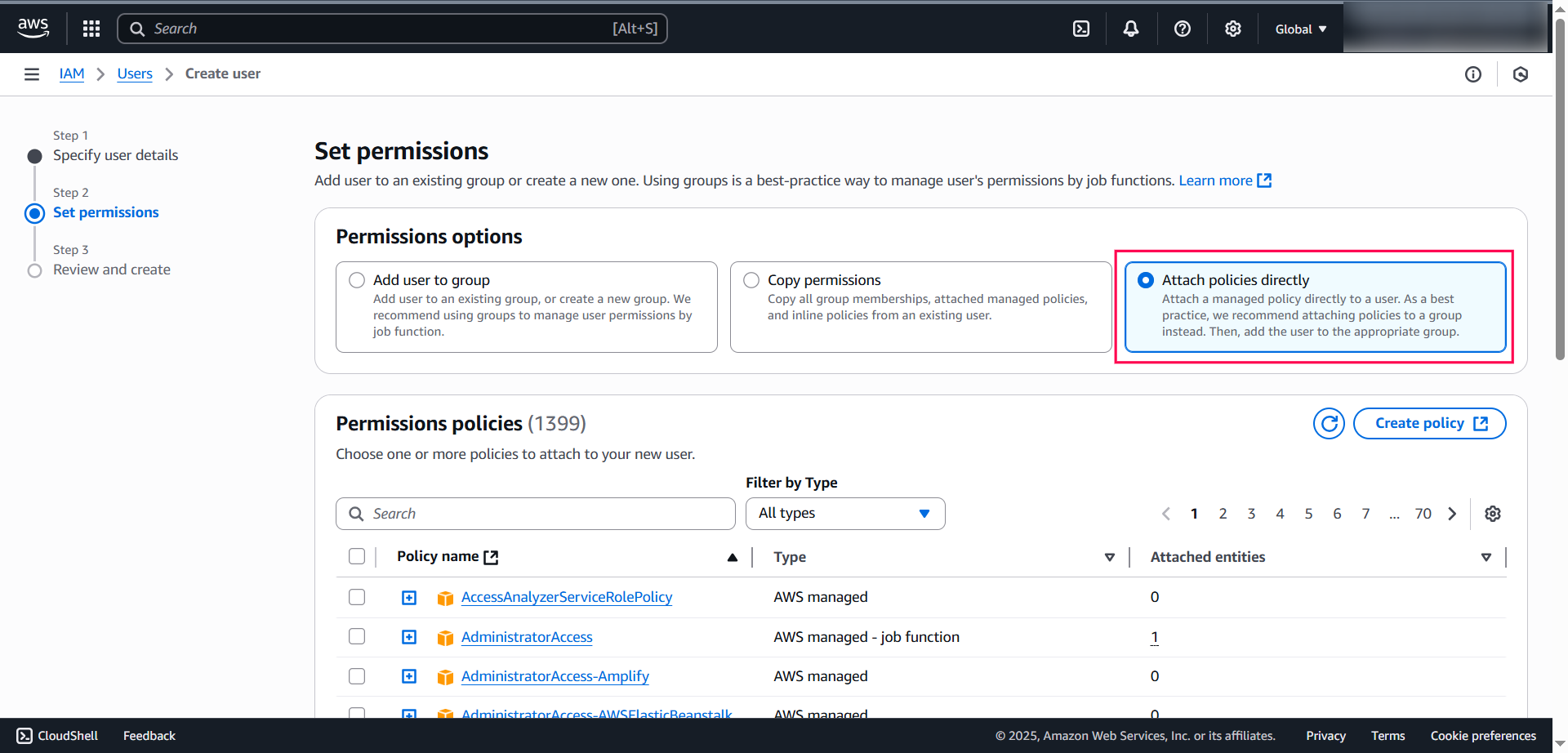 Attach Policies Directly